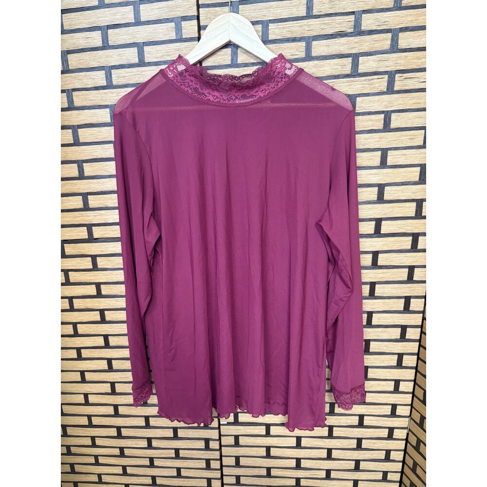 LOGO Lori Goldstein Rose Color Sheer Layering Long Sleeve Top‎ Size 1X